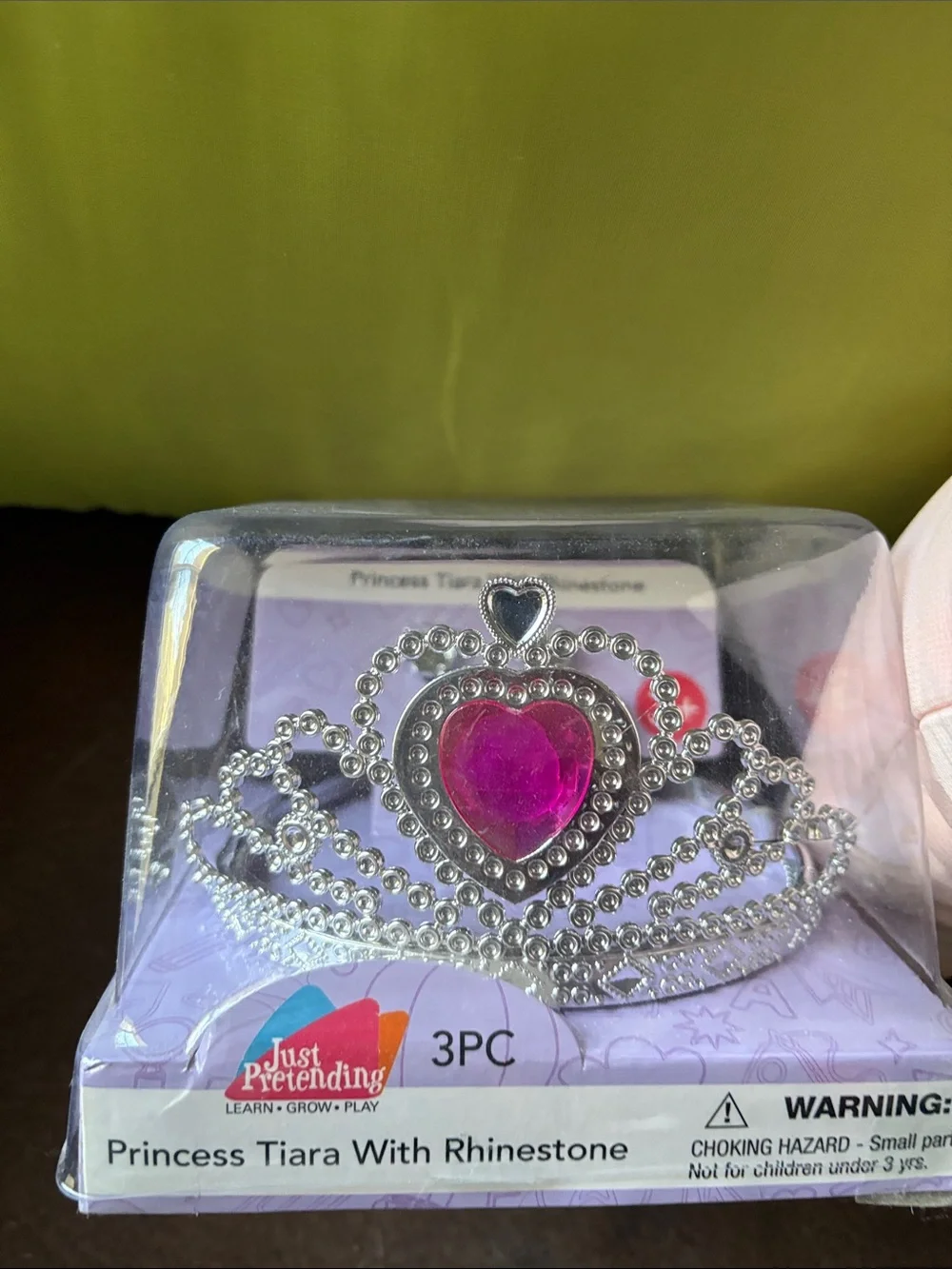 Princess Tiara and Heart Earrings Set - Silver with Pink Accents